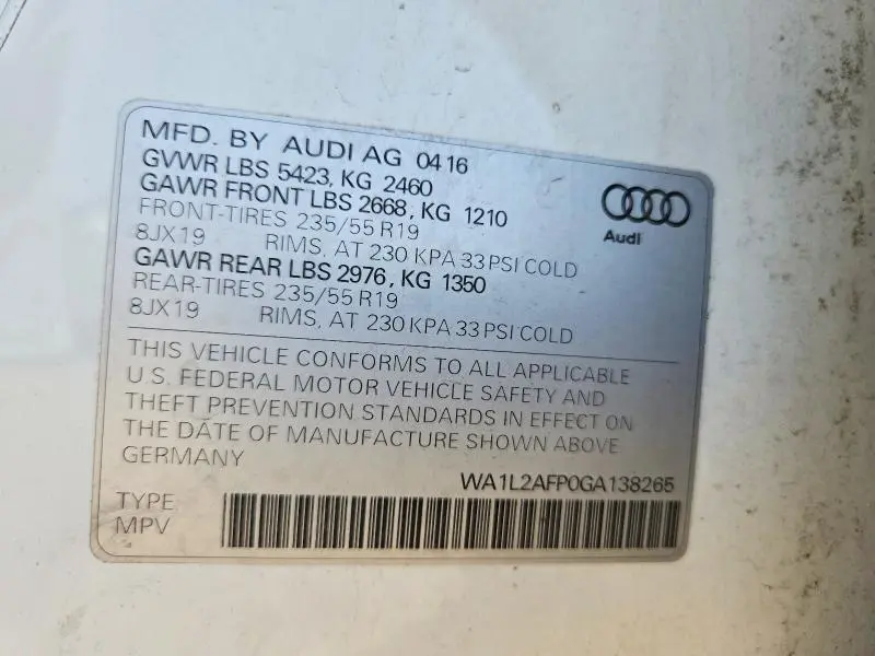 2016 AUDI Q5 PREMIUM PLUS  