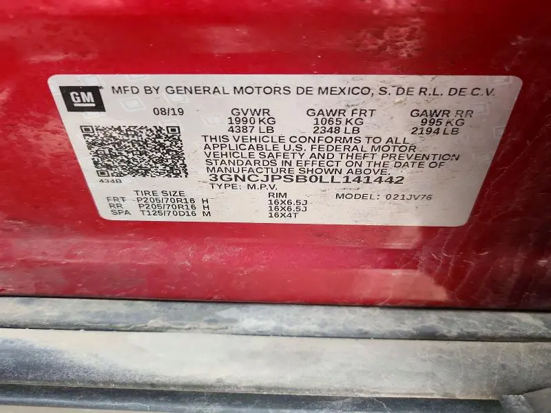 2020 CHEVROLET TRAX 1LT  