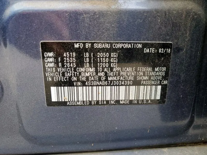 2018 SUBARU LEGACY 2.5I  