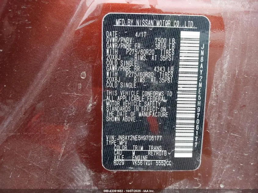 2017 NISSAN ARMADA PLATINUM