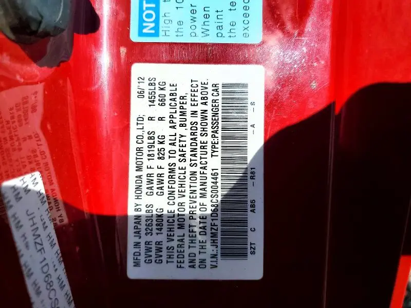 2012 HONDA CR-Z EX  
