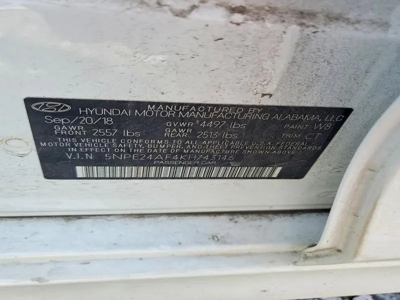 2019 HYUNDAI SONATA   