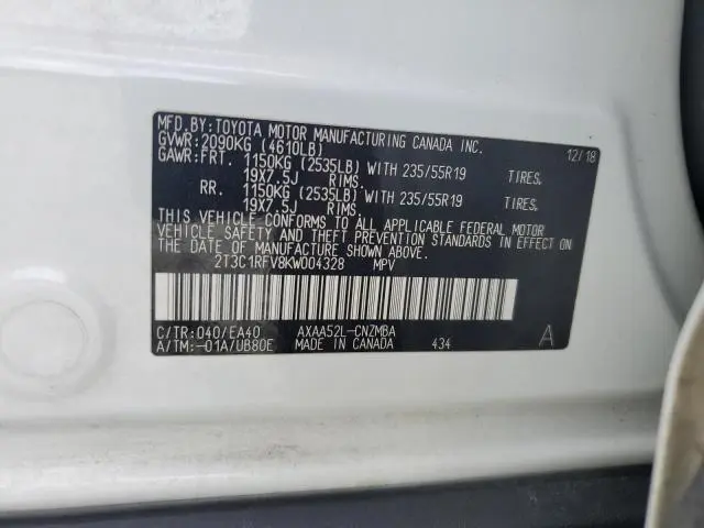 2019 TOYOTA RAV4 XLE PREMIUM