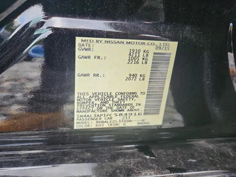 2015 NISSAN ALTIMA 2.5 S  
