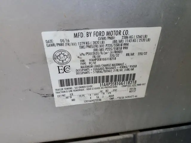 2016 FORD TAURUS SEL  