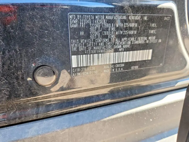 2022 TOYOTA RAV4 SE  