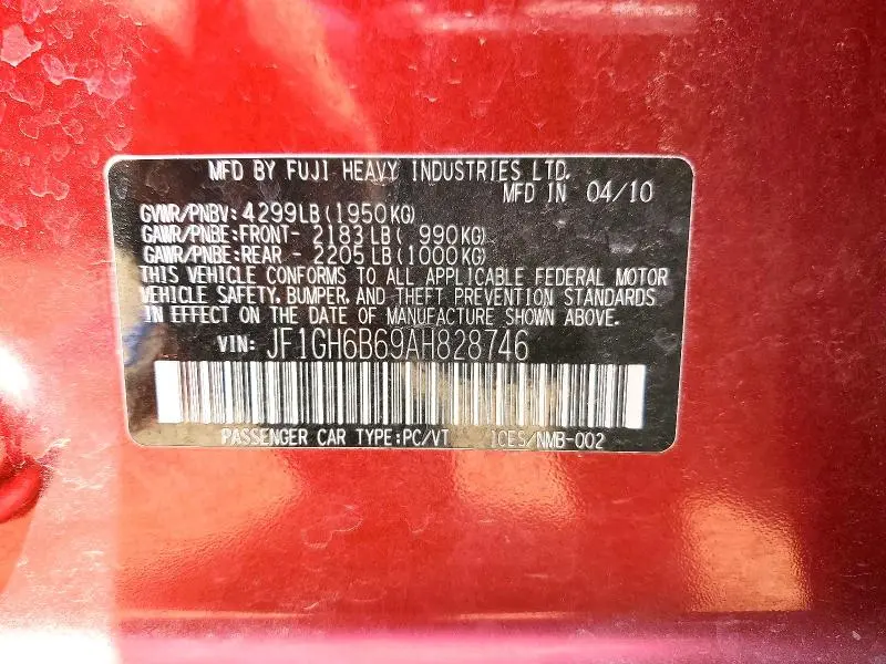 2010 SUBARU IMPREZA 2.5I PREMIUM  