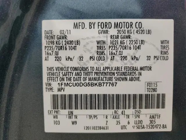 2011 FORD ESCAPE XLT  