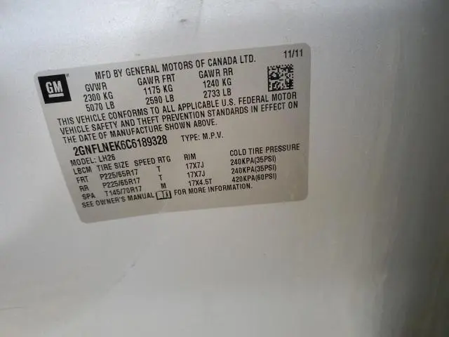 2012 CHEVROLET EQUINOX LT  