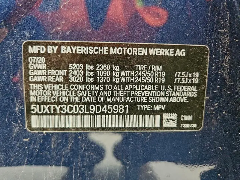 2020 BMW X3 SDRIVE30I  