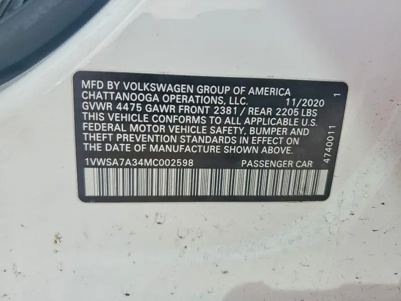 2021 VOLKSWAGEN PASSAT SE  