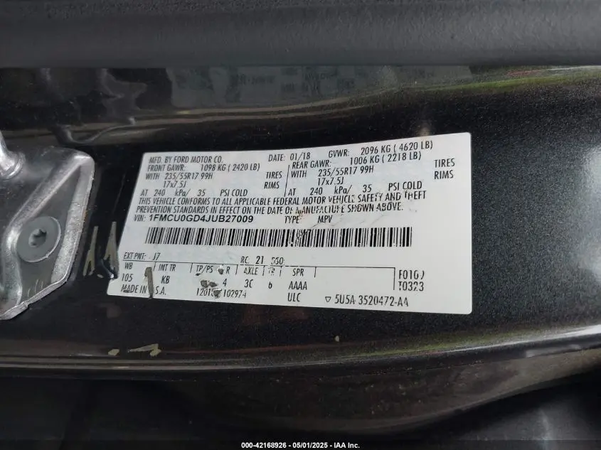 2018 FORD ESCAPE SE