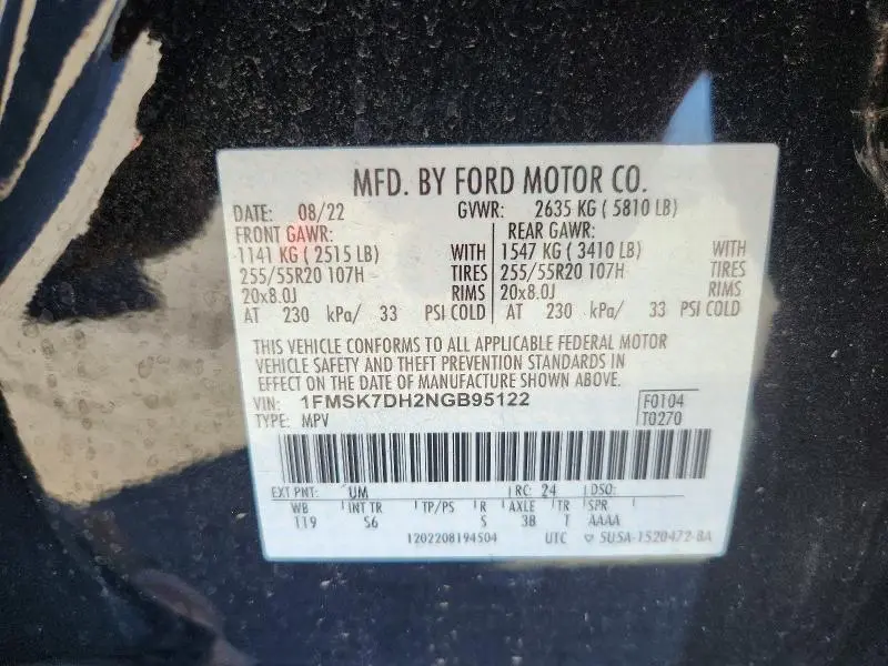 2022 FORD EXPLORER XLT  