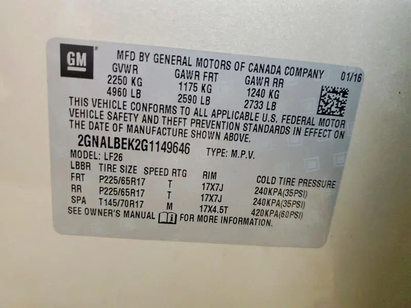 2016 CHEVROLET EQUINOX LS  