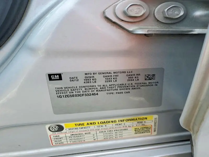 2012 CHEVROLET MALIBU 1LT  