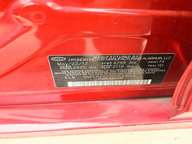 2013 HYUNDAI SONATA GLS  