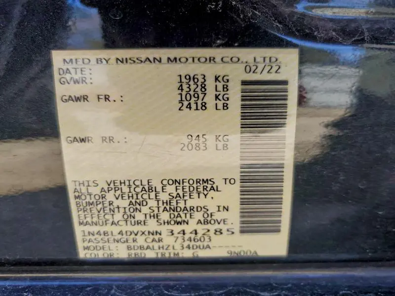 2022 NISSAN ALTIMA SV  