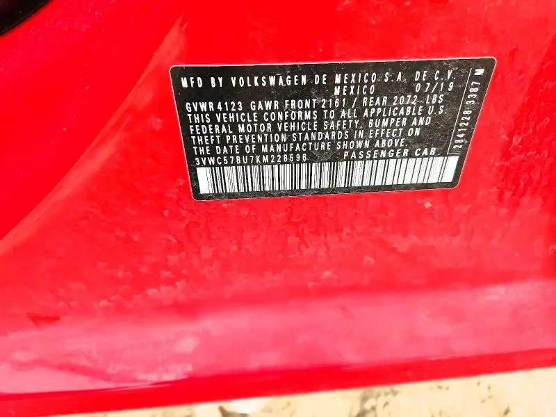 2019 VOLKSWAGEN JETTA S  