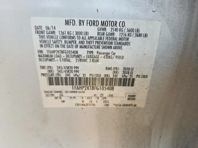 2015 FORD TAURUS SHO  