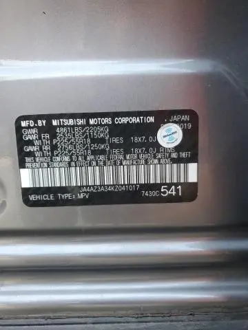 2019 MITSUBISHI OUTLANDER SE  