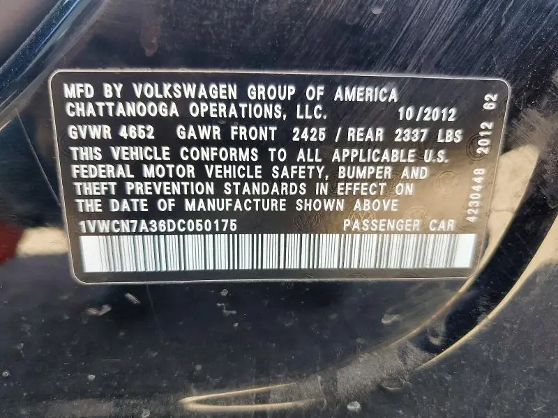 2013 VOLKSWAGEN PASSAT SEL  