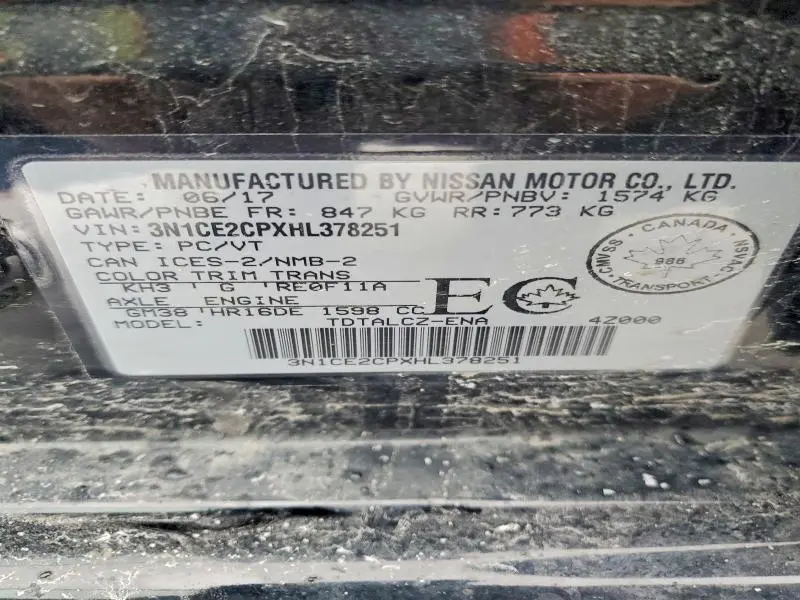 2017 NISSAN VERSA NOTE S  