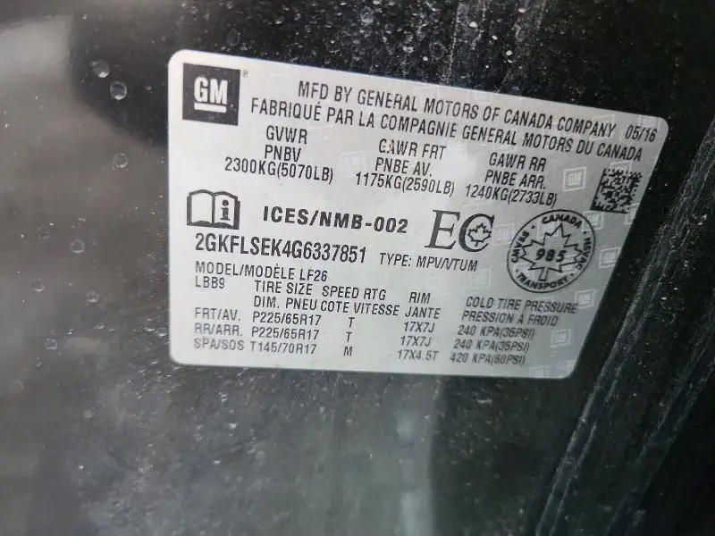 2016 GMC TERRAIN SLE  