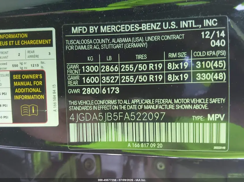 2015 MERCEDES-BENZ ML 350  