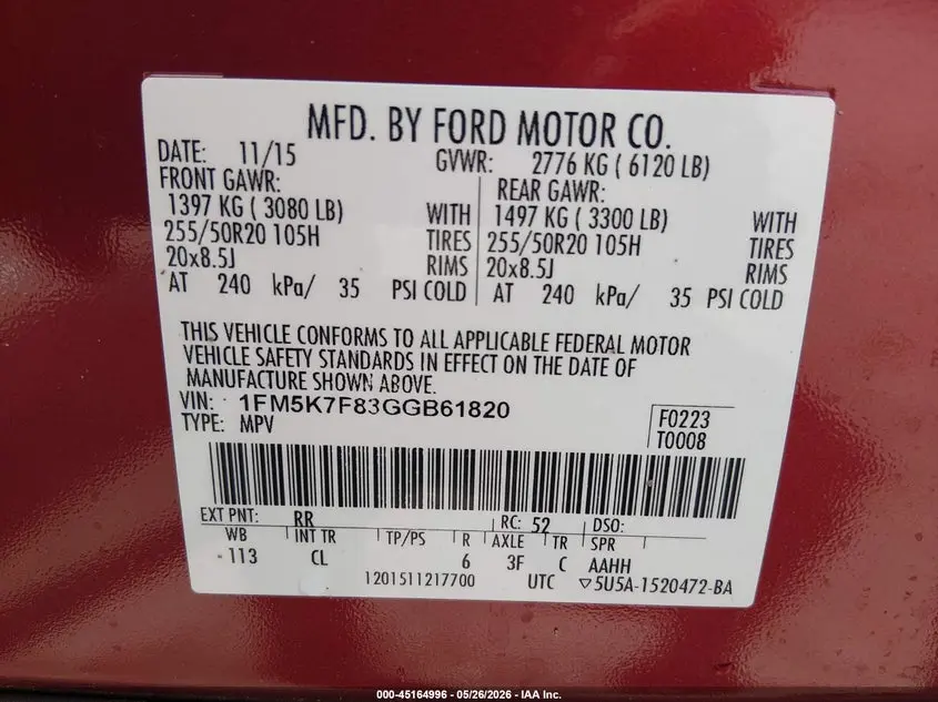 2016 FORD EXPLORER LIMITED