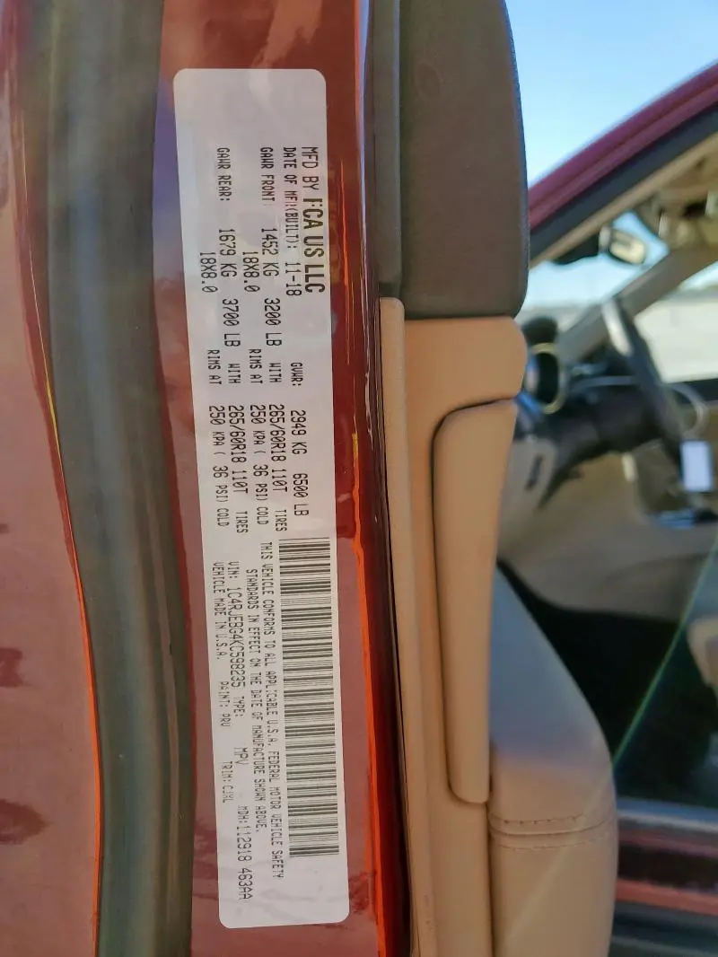 2019 JEEP GRAND CHEROKEE LIMITED  