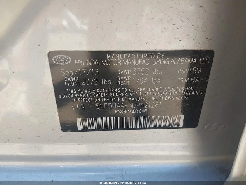 2013 HYUNDAI ELANTRA GLS
