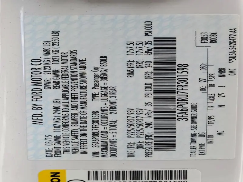 2015 FORD FUSION TITANIUM HEV  
