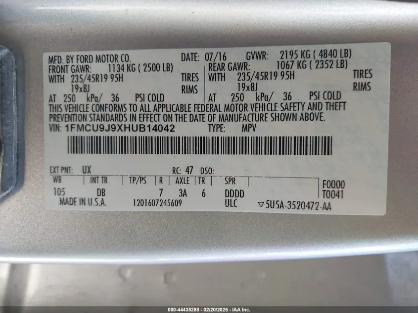 2017 FORD ESCAPE TITANIUM