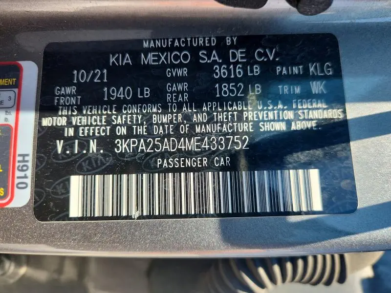 2021 KIA RIO S  