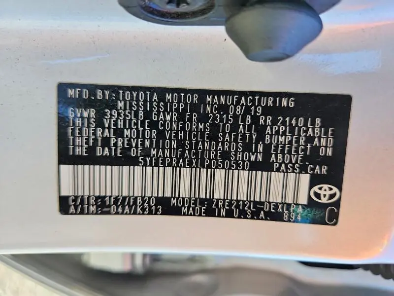 2020 TOYOTA COROLLA LE  