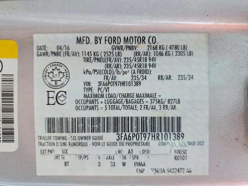 2017 FORD FUSION SE  
