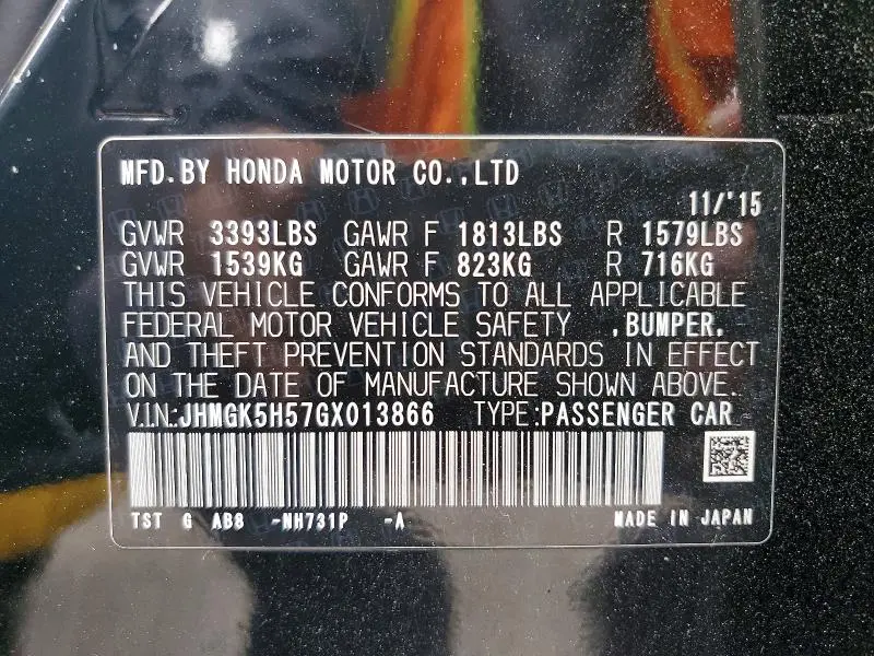 2016 HONDA FIT LX  