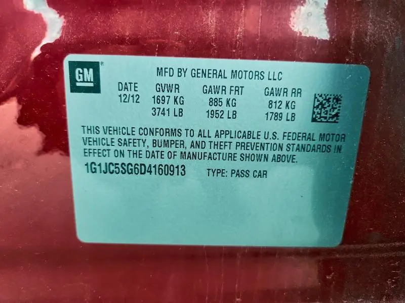 2013 CHEVROLET SONIC LT  