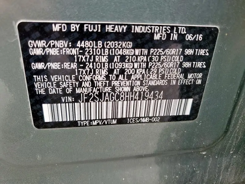 2017 SUBARU FORESTER 2.5I PREMIUM  
