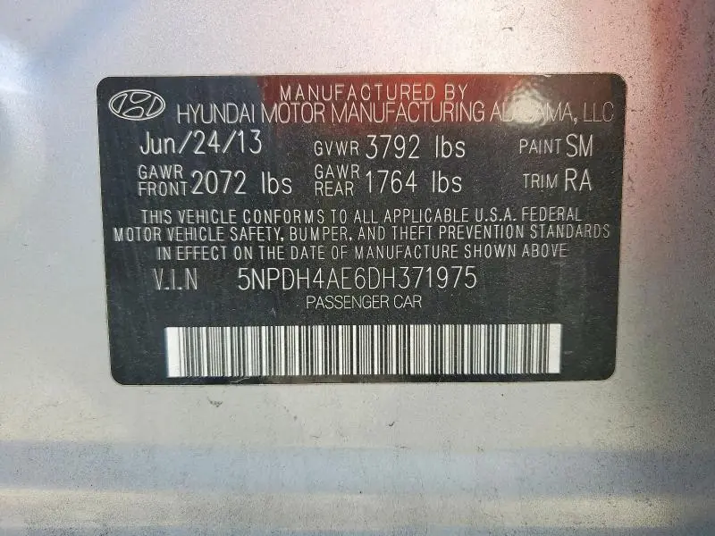 2013 HYUNDAI ELANTRA GLS  