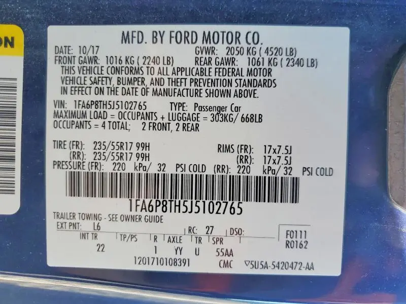 2018 FORD MUSTANG   