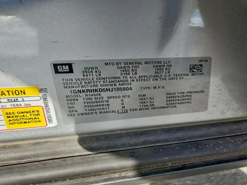 2017 CHEVROLET TRAVERSE LT  