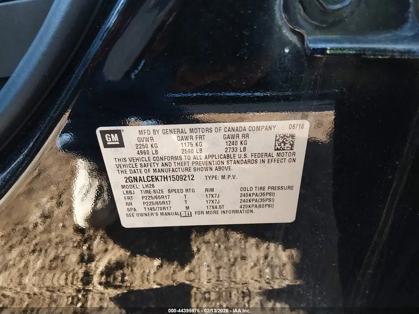 2017 CHEVROLET EQUINOX LT