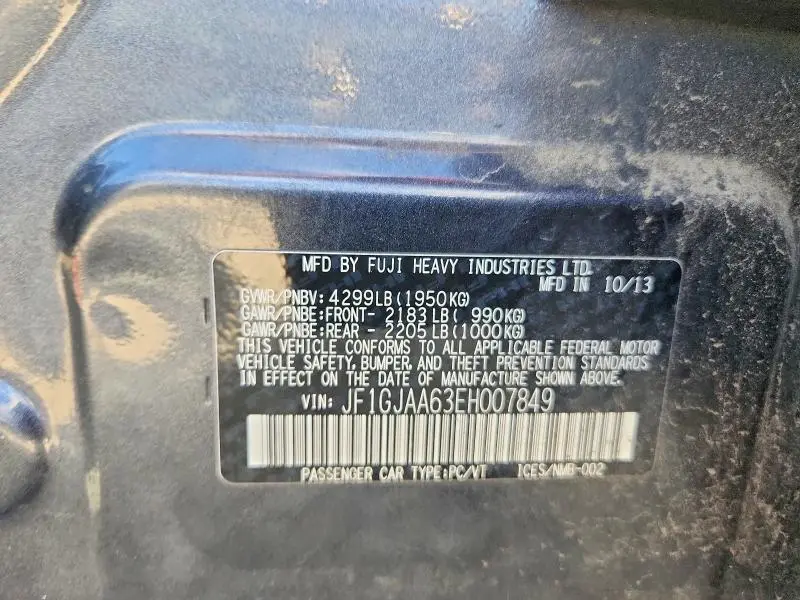 2014 SUBARU IMPREZA   