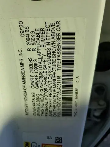 2020 HONDA ACCORD SPORT  