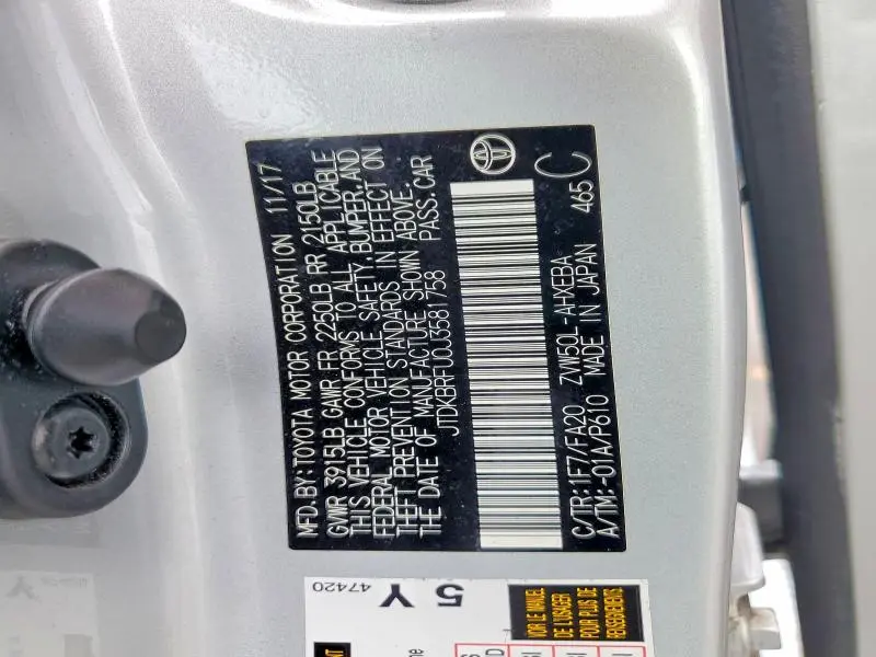2018 TOYOTA PRIUS ONE  