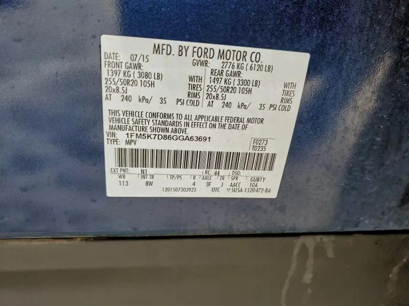 2016 FORD EXPLORER XLT  