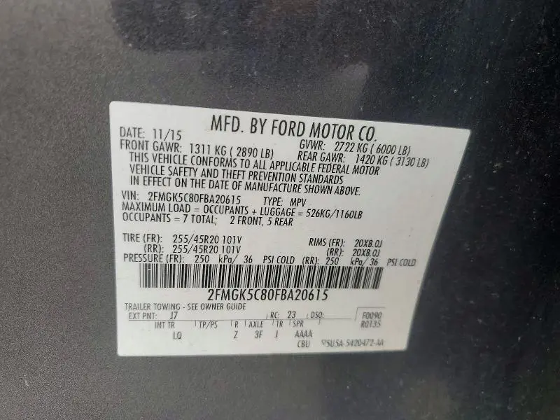 2015 FORD FLEX SEL  