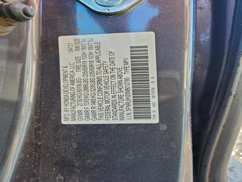 2022 HONDA ODYSSEY LX  