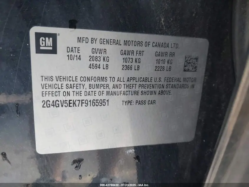 2015 BUICK REGAL 1FL